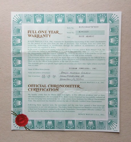 Rolex guarantee warranty - guarantee,