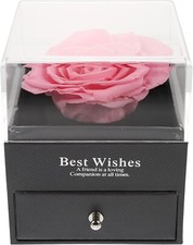 Scatola per Anelli con Rosa Preservata - Porta Gioielli con Fiore