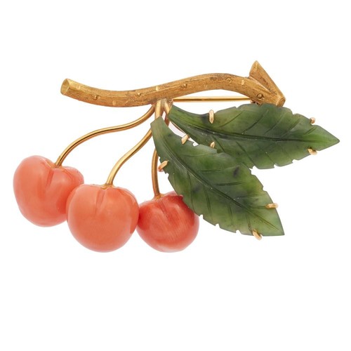Spilla oro corallo - kt,