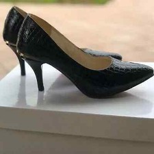 decolte scarpe eleganti nero oro lucido pelle sintetica tacco 6 cm n 37