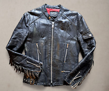 Giubbotto pelle chiodo con frange donna taglia M