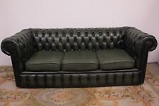 Divano chesterfield chester inglese 3 posti verde in pelle originale / leather