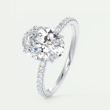 Anello da donna con diamanti semimontato ovale in oro bianco massiccio 18 kt ...