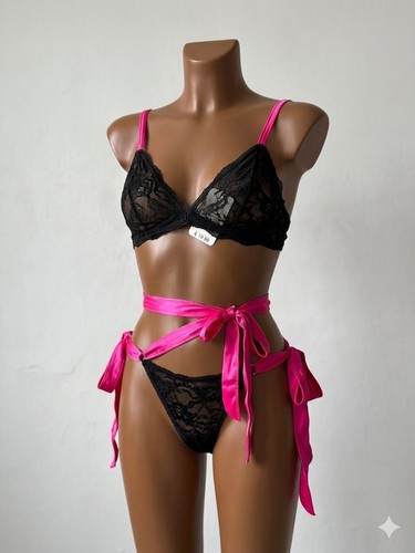 Stunning black lace hot pink - stunning,