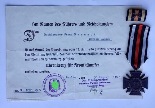 Croce hindenburg diploma - hindenburg,