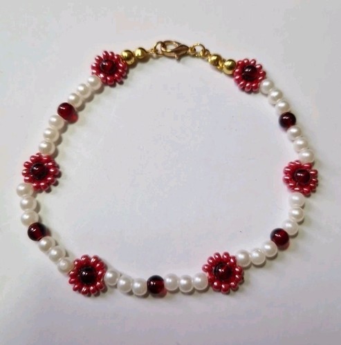 Bracciale perline con fiori - di,