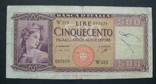 500 lire ornata spighe - ornata, di