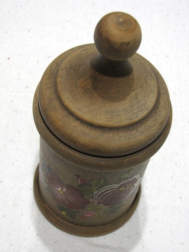 Antico vaso legno dipinto - vaso, a