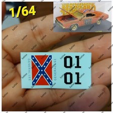 # 1/64 DECALS x DODGE CHARGER GENERALE LEE DUKES of HAZZARD BO LUKE - BATTAX #