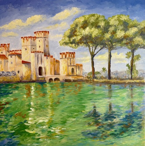 Dipinto paesaggio lago - paesaggio, di