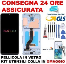DISPLAY TOUCH FRAME AMOLED SAMSUNG GALAXY S20+ PLUS SM-G985 G986 SCHERMO BLU