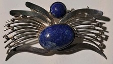 Spilla vintage astratta artigiana firmata A G 950 argento sterling lapislazzuli spilla 