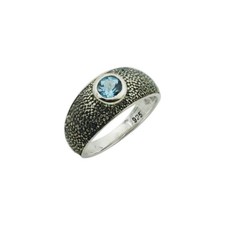Anello Topazio Blu Argento