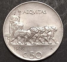 50 CENTESIMI LIRE LEONI 1919 1920 1921 1925 BB SPL FDC LISCIO E RIGATO