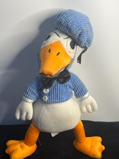 Vintage Paperino peluche 14" velluto a coste blu vestito e cravatta con fiocco - da indossare sulla gamba