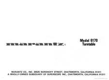 Marantz 6170 Turntable Owners