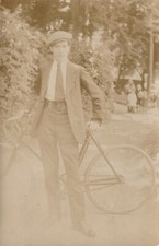 B2 - Foto Photo Fotografia Fotocartolina Anni 30 - Giovane Uomo con bicicletta