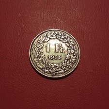 Svizzera Moneta 1 Franco 1939 Argento Silver