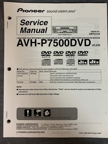 Pioneer avh p7500dvd manuale - pioneer,