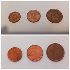 3 monete 1+2+5 centesimi Spagna 2005