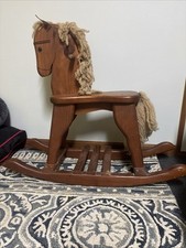 VINTAGE SOLID WOOD LEATHER EARS ROCKING HORSE - Woods of America 1981