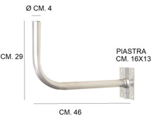SUPPORTO STAFFA PER ANCORAGGIO ANTENNA PALO MURO SATELLITARE PARABOLA CM. 46
