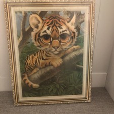 Vtg Big Eyes Tiger GIG Art