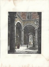 Stampa antica FIRENZE cortile