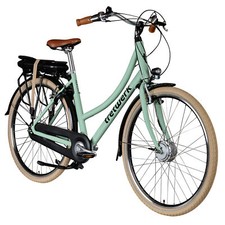 Pedaliera Aurora E Bike Donna 28" Bici Elettrica 7 Velocità Pedelec Verde Chiaro 50cm