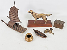 Statua cane setter irlandese bronzo vintage caccia veliera vaso ottone petto canoa