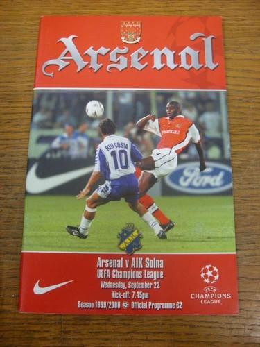 1999 arsenal aik solna - 22/09/1999,