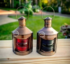 Lanterne porto e dritta, finitura ottone antico, lampade ad olio nautiche, luci nave