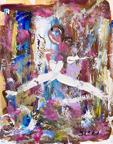 Carta pittura olio - , astratta