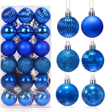 Palline Di Natale Blu 36 Pezzi, Palline Albero Natale 4Cm, Bagattelle per Alberi