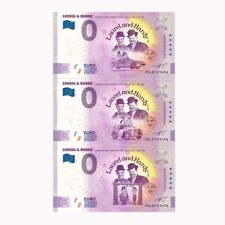 0€ ZERO EURO SOUVENIR BANCONOTA UFFICIALE - LAUREL & HARDY - SET 3 BK
