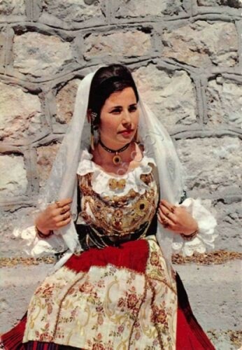 Cartolina sardegna costumi - sardegna,