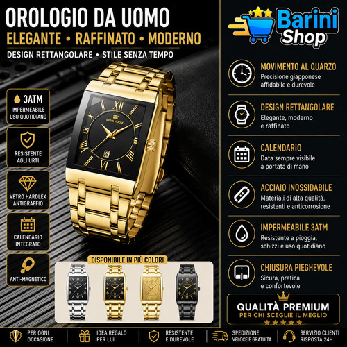 Orologio uomo rettangolare - , oro