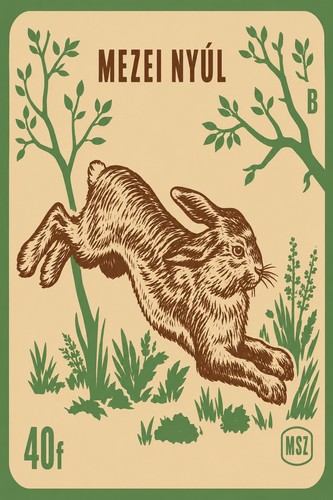 Poster retrò arte coniglio