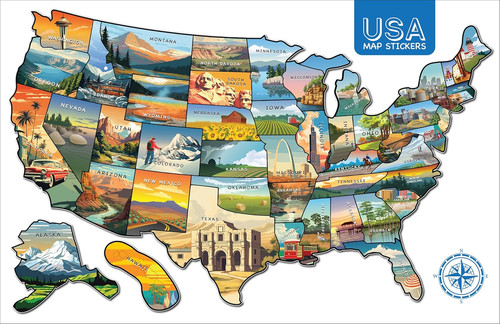 Adesivo vinile mappa - , usa