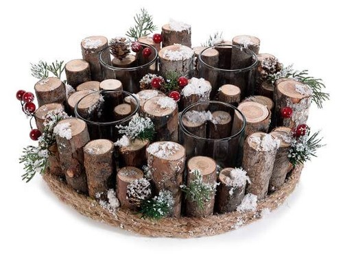 Centrotavola tondo legno pigne