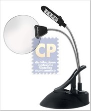 LENTE ∅ 100 mm. INGRANDIMENTO 2x/4x DA TAVOLO ILLUMINAZIONE LED x NUMISMATICA