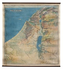 1942 G. Frederick Owen Mappa 'Palestina in Terza Dimensione' Terra Santa
