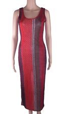 Promod Abito Vestito Donna Lungo Rosso Aderente Stretch Taglia 42 Medium M