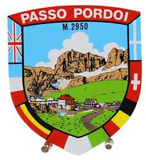 adesivo turistico vintage auto moto epoca passo pordoi dolomiti autocollant