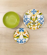 Servizio Piatti 18 Pezzi Ad Floreale Multicolor Ceramica 6Piani 6Fondi 6Frutta