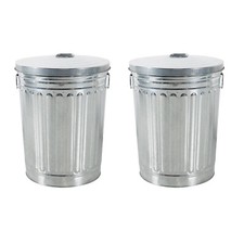 2x Zinco Bidone Della Spazzatura con Coperchio 58 L Argento Immondizie Zinktonne