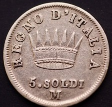 REGNO D'ITALIA 5 Soldi 1813 M
