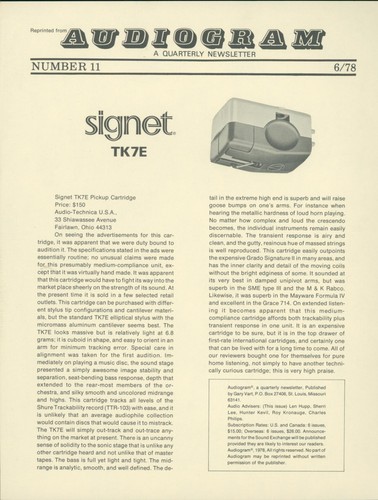 1978 signet tk7e cartuccia - signet,