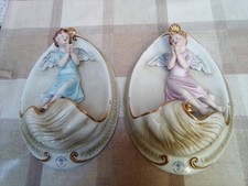 2 Grandi acquasantiere con angeli Capodimonte N coronata decoratore Corti