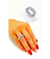 ANELLO VERETTA ETERNITY DONNA CON ZIRCONI A GOCCIA A GIRO IN ARGENTO 925 